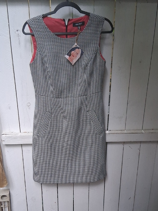 Nine West Dresses & Skirts - Nine West Black & White Houndstooth Sheath Dress with Red Lining